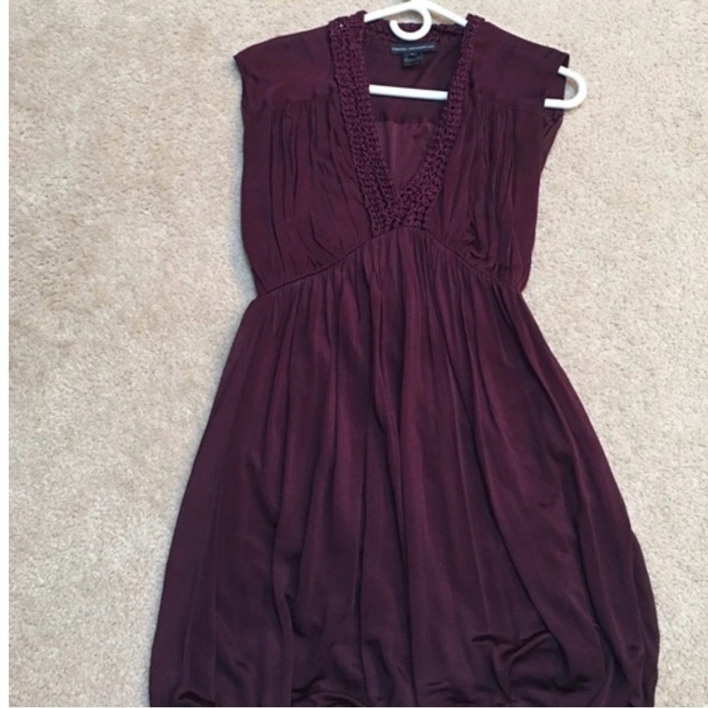 French Connection Burgundy V-neck Mini Dress
